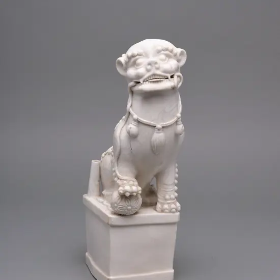 A Dehua porcelain Dog of Fo joss stick holder,